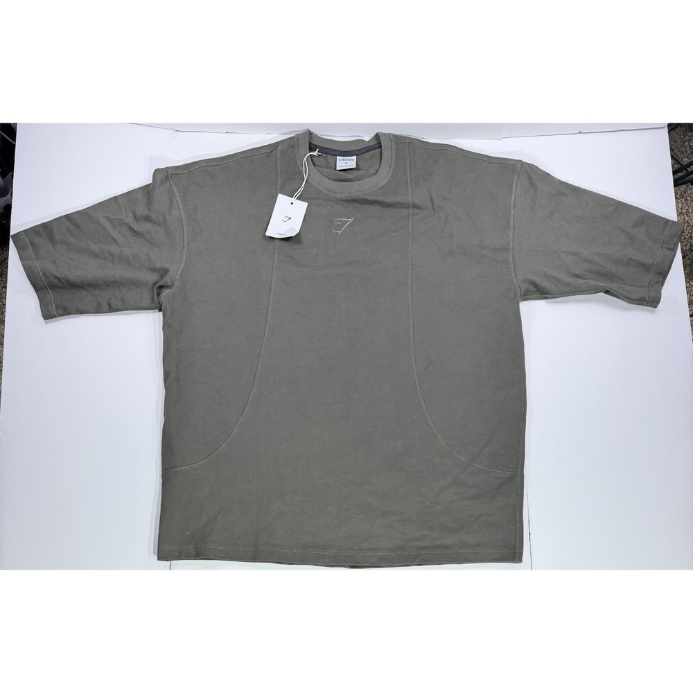 Gymshark Men's XL‎ Olive Green Athletic Training T-Shirt Short Sleeve Logo